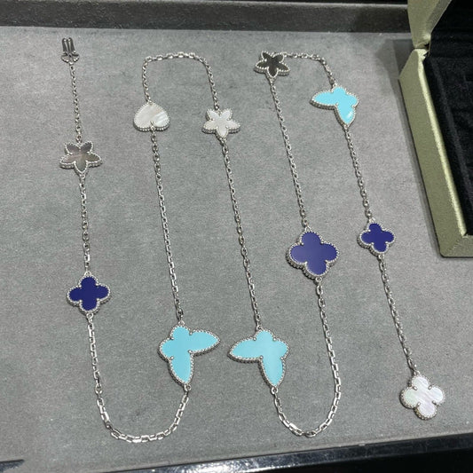 [Mystic]LUCKY CLOVER SILVER 11 MOTIF NECKLACE