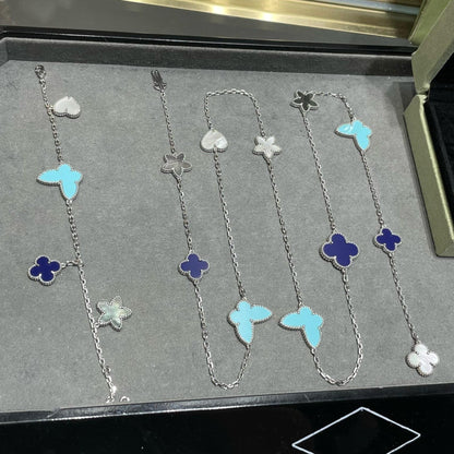 [Mystic Crown]LUCKY CLOVER SILVER 11 MOTIF NECKLACE