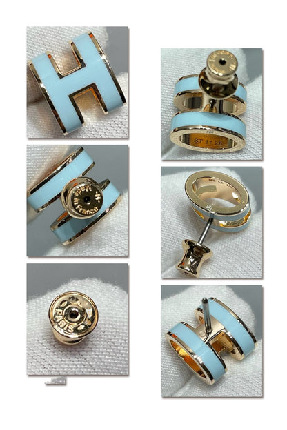 [Mystic]POP H SKY BLUE STUD EARRINGS