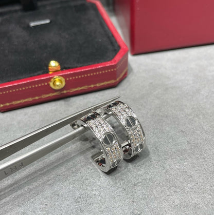 [Mystic]LOVE CERAMIC DIAMOND PAVED SILVER EARRINGS