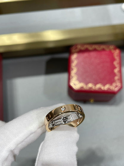 [Mystic]LOVE PINK GOLD SILVER DIAMOND DOUBLE RING