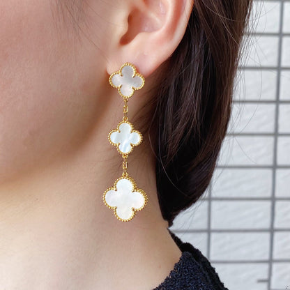 [Mystic Crown]CLOVER MOP 3 MOTIFS GOLD EARRINGS