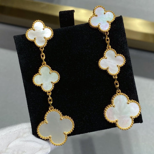 [Mystic Crown]CLOVER MOP 3 MOTIFS GOLD EARRINGS