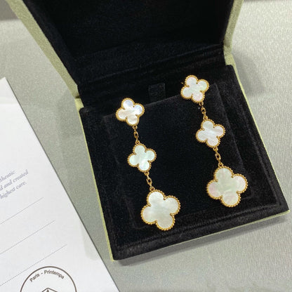 [Mystic Crown]CLOVER MOP 3 MOTIFS GOLD EARRINGS