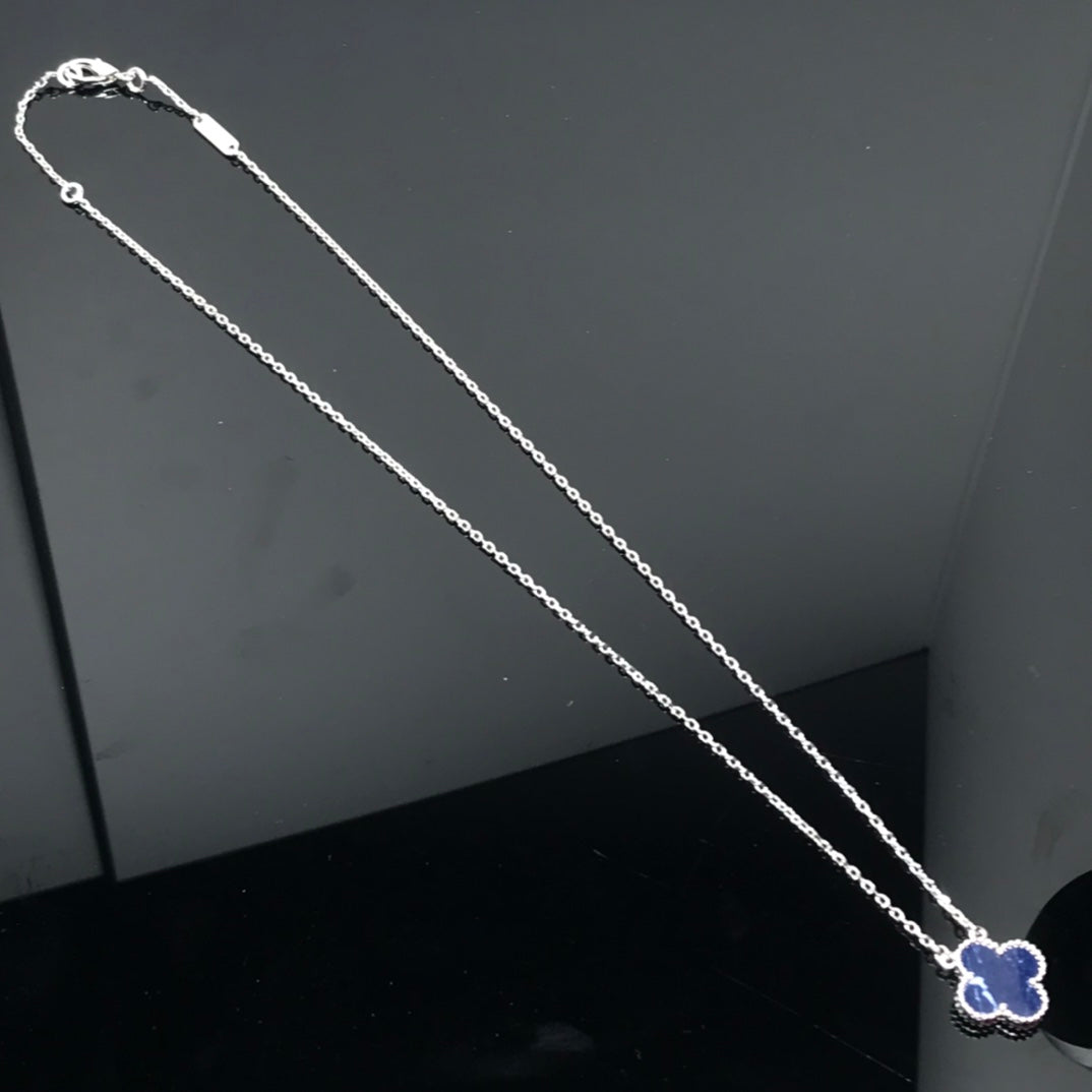 [Mystic]CLOVER PIETERSITE SILVER LONG NECKLACE