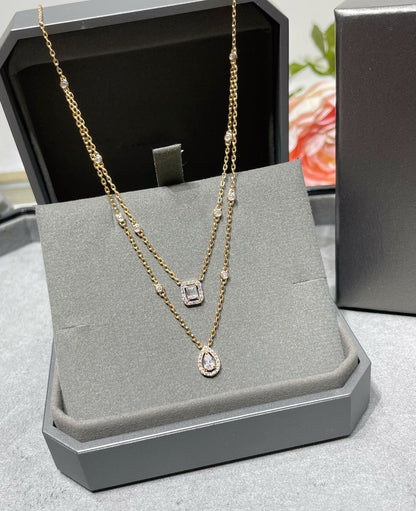 [Mysitc] MY TWIN 2 ROW DIAMOND NECKLACE