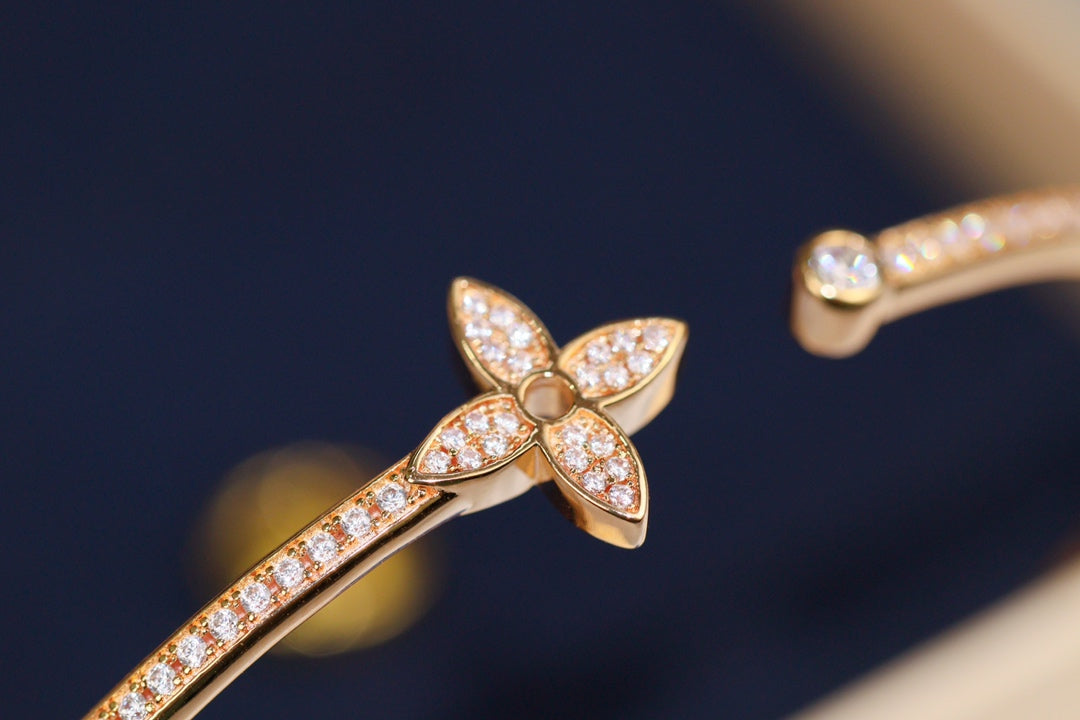 [Mystic]IDYLLE PINK GOLD OPEN BRACELET DIAMOND PAVED