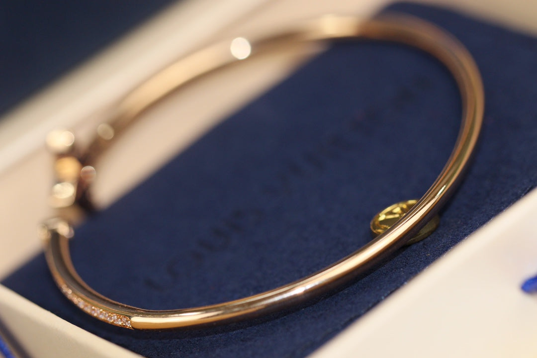 [Mystic]IDYLLE PINK GOLD OPEN BRACELET DIAMOND PAVED