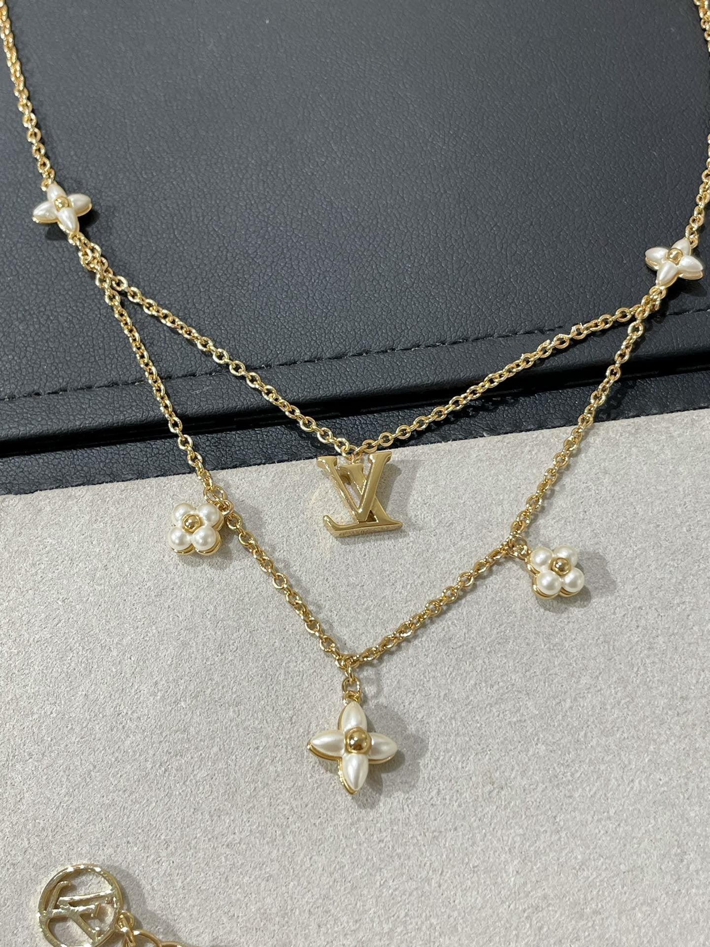 [Mystic]FLOWERGRAM GOLD MOP DOUBLE ROW NECKLACE