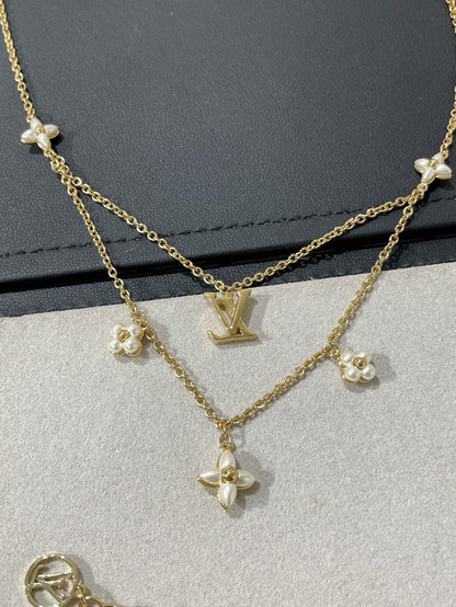 [Mystic]FLOWERGRAM GOLD MOP DOUBLE ROW NECKLACE