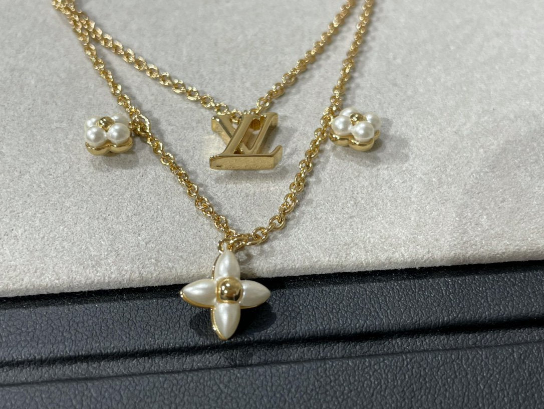 [Mystic]FLOWERGRAM GOLD MOP DOUBLE ROW NECKLACE