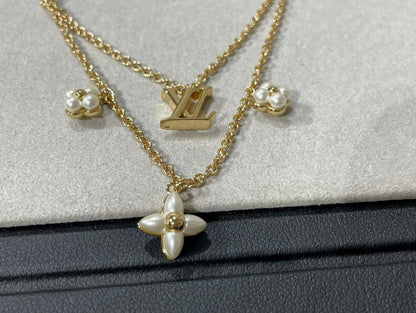 [Mystic]FLOWERGRAM GOLD MOP DOUBLE ROW NECKLACE