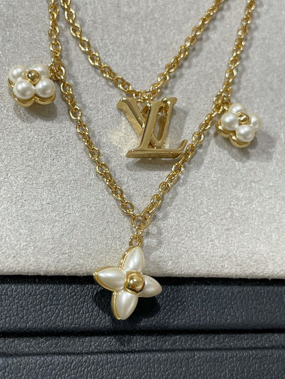 [Mystic]FLOWERGRAM GOLD MOP DOUBLE ROW NECKLACE
