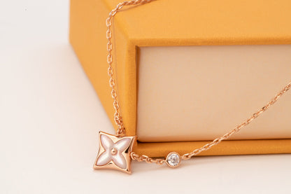 [Mystic]STAR PINK MOP 1 DIAMOND PINK GOLD NECKLACE