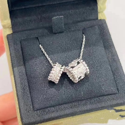 [Mystic]PERLEE DOUBLE PENDANT SILVER DIAMOND NECKLACE