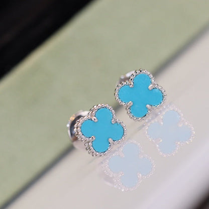 [Mystic]CLOVER MINI TURQUOISE SILVER STUD EARRINGS