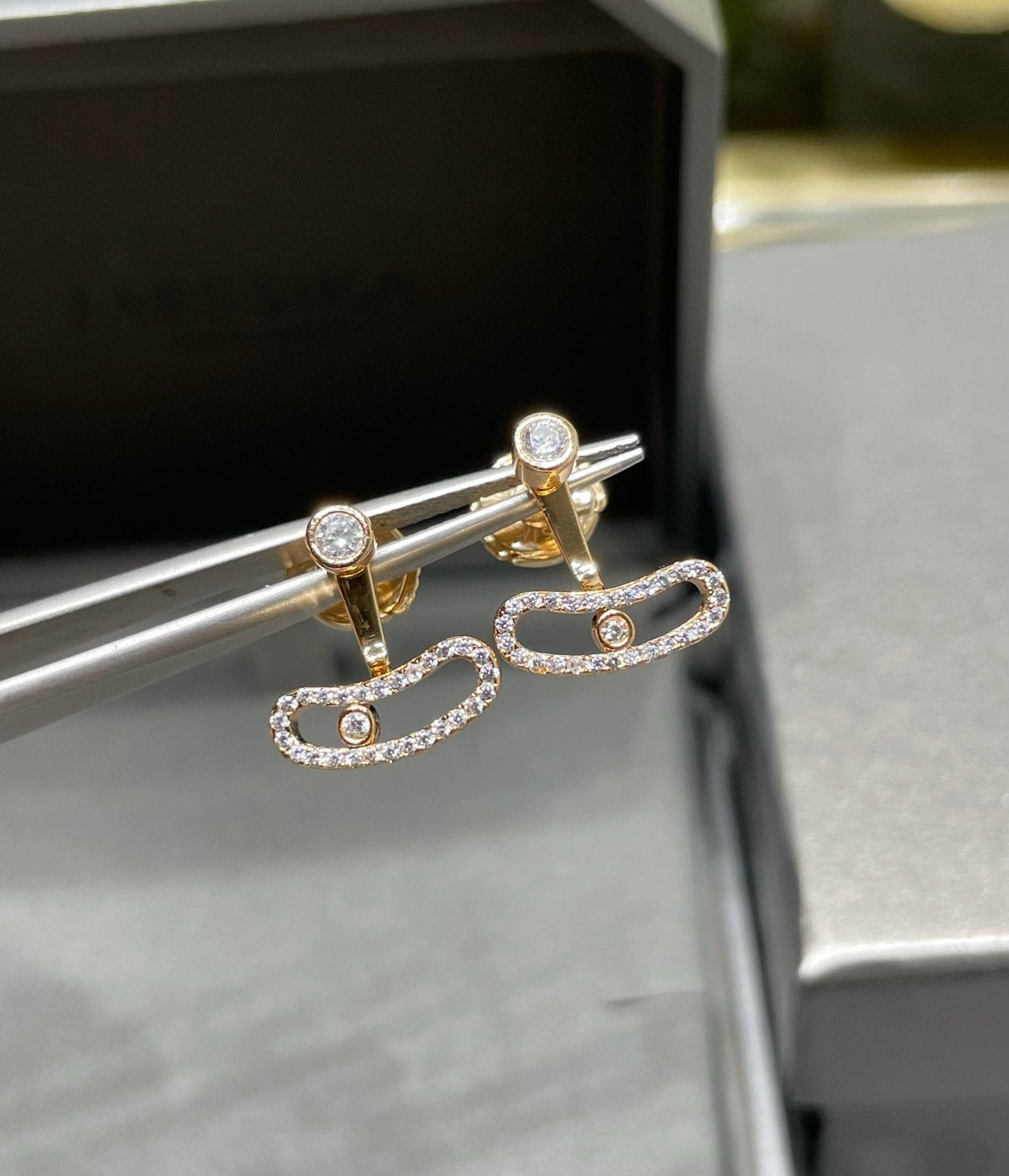 [Mysitc] MOVE UNO PINK GOLD DIAMOND EARRINGS