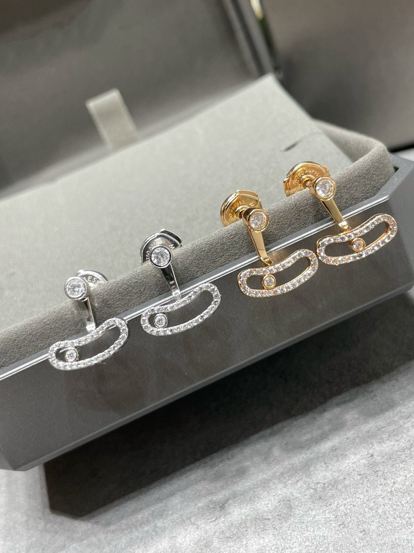 [Mysitc] MOVE UNO PINK GOLD DIAMOND EARRINGS