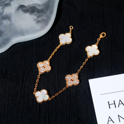 [Mystic Crown]CLOVER BRACELET 5 MOTIF WHITE MOP DIAMOND
