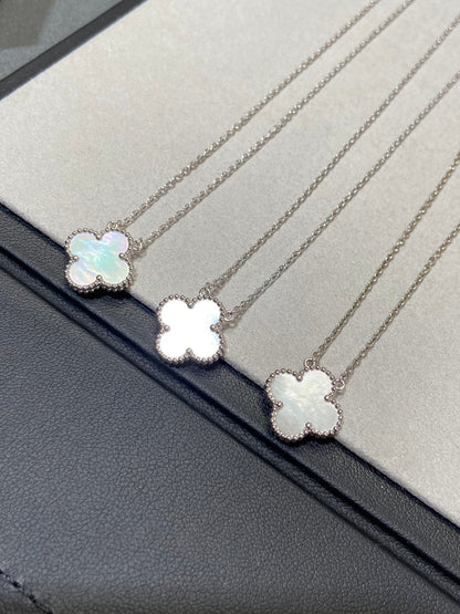 [Mystic]CLOVER MEDIUM SILVER WHITE MOP NECKLACE