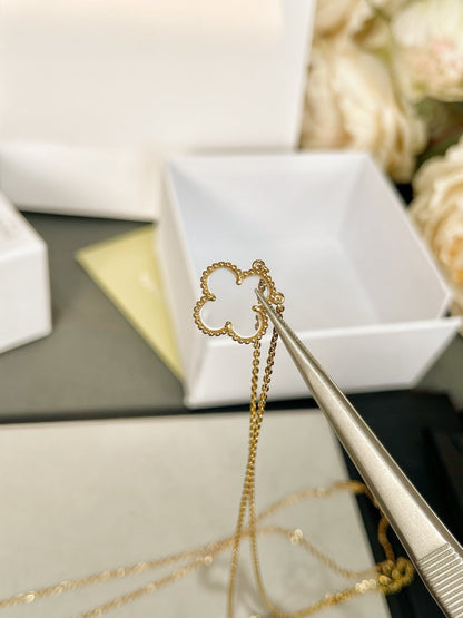 [Mystic]Clover-Halskette aus Bergkristall in Roségold