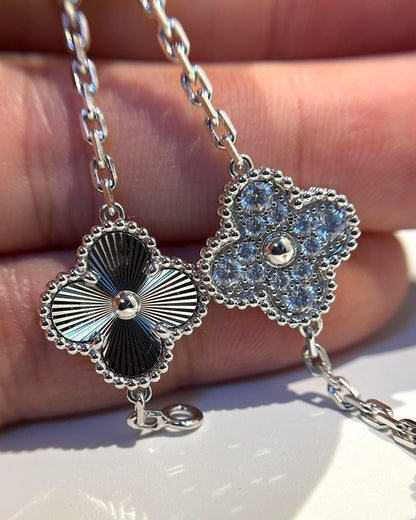 [Mystic]CLOVER 5 MOTIF SILVER DIAMOND BRACELET