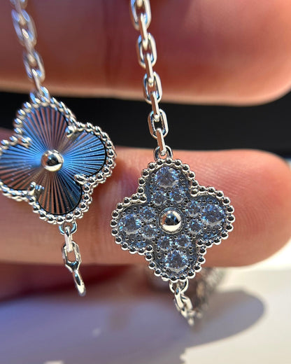 [Mystic]CLOVER 5 MOTIF SILVER DIAMOND BRACELET