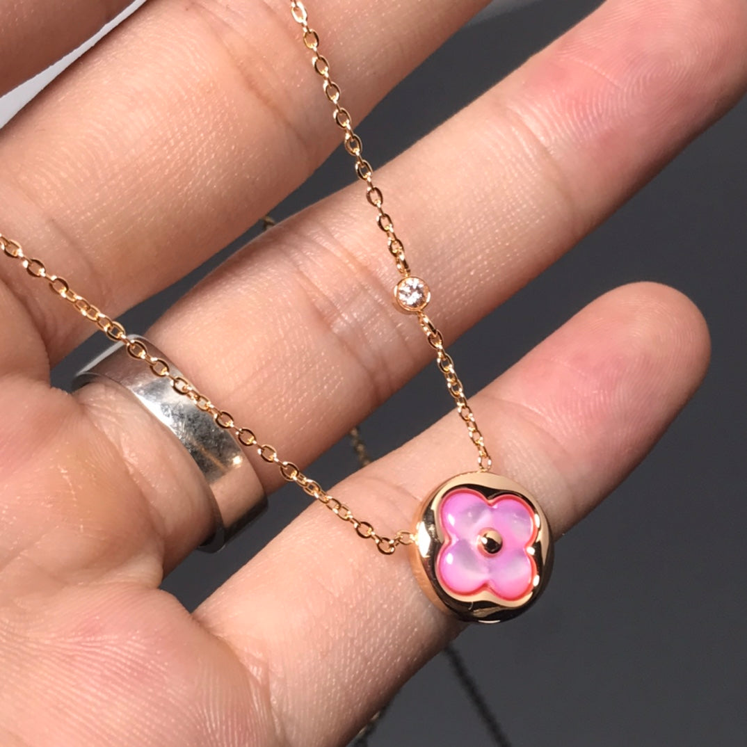 [Mystic]COLOR BLOSSOM PINK MOP SUN GOLD NECKLACE