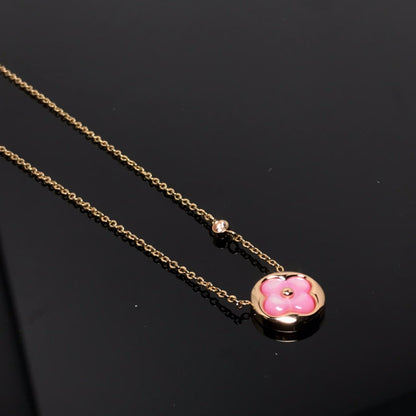[Mystic]COLOR BLOSSOM PINK MOP SUN GOLD NECKLACE