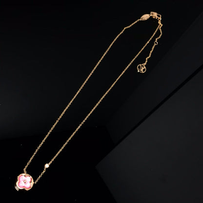 [Mystic]COLOR BLOSSOM PINK MOP SUN GOLD NECKLACE