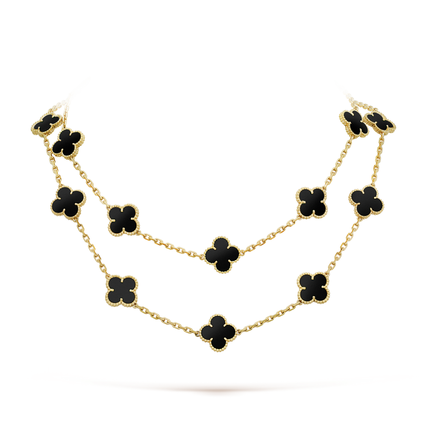 [Mystic]CLOVER 20 MOTIFS ONYX NECKLACE