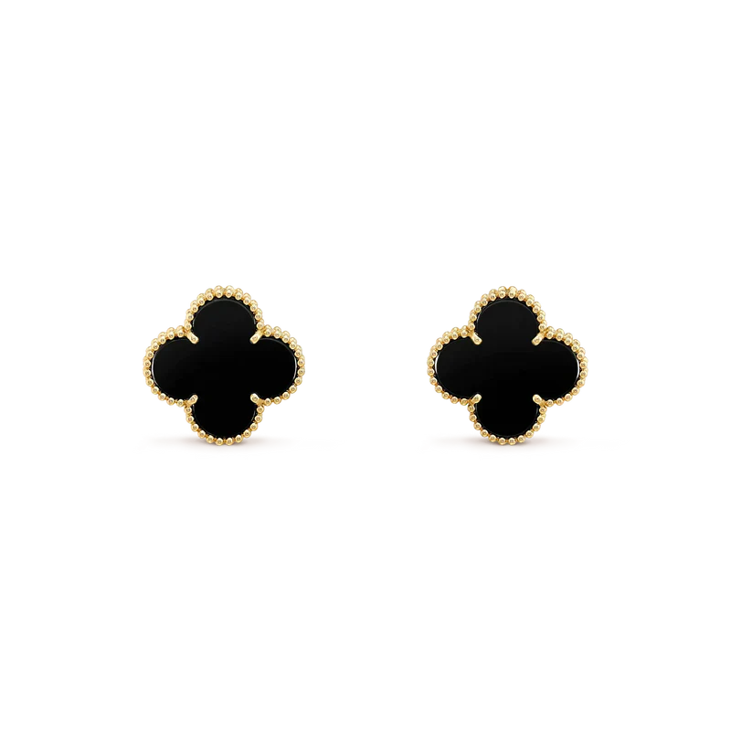 [Mystic]CLOVER MEDIUM 1 MOTIFS  ONYX STUD EARRINGS