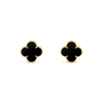 [Mystic]CLOVER MEDIUM 1 MOTIFS  ONYX STUD EARRINGS