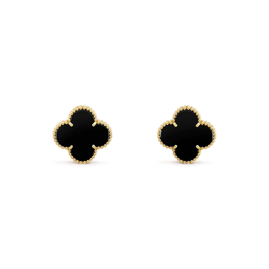 [Mystic]CLOVER MEDIUM 1 MOTIFS  ONYX STUD EARRINGS