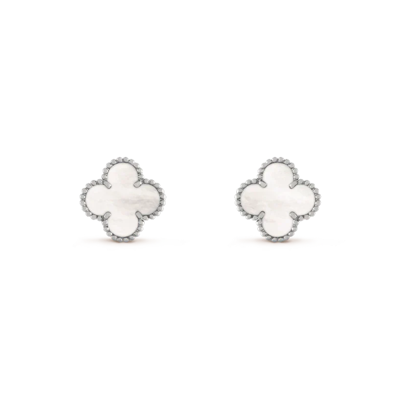 [Mystic Crown]CLOVER MEDIUM 1 MOTIFS  WHITE MOP EARRINGS SILVER