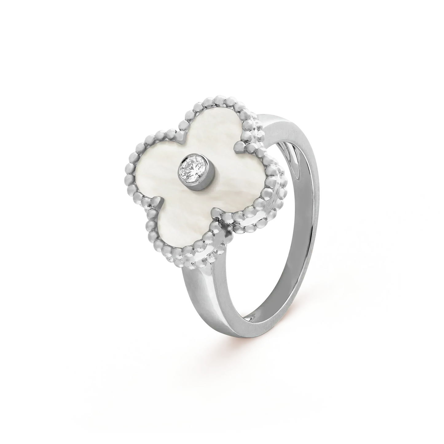 [Mystic]CLOVER SILVER MOP DIAMOND RING