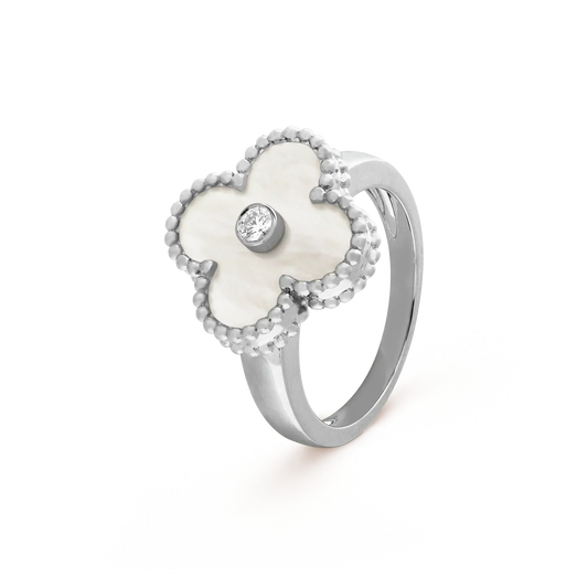 [Mystic]CLOVER SILVER MOP DIAMOND RING