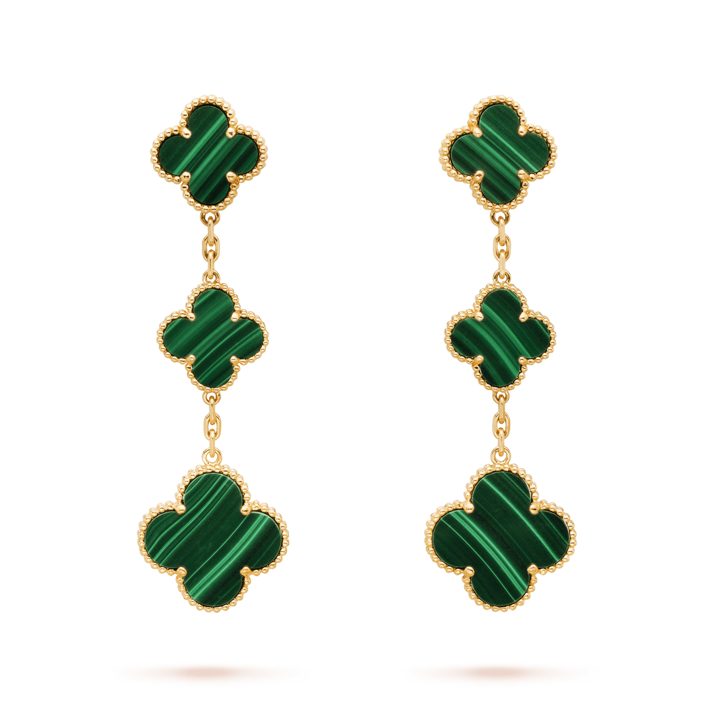 [Mystic]CLOVER MALACHITE 3 MOTIFS GOLD