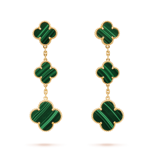 [Mystic]CLOVER MALACHITE 3 MOTIFS GOLD