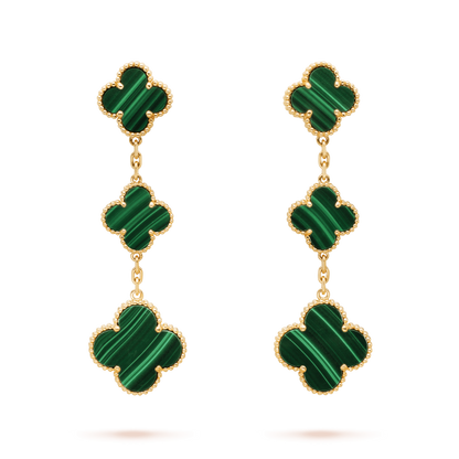 [Mystic Crown]CLOVER MALACHITE 3 MOTIFS GOLD