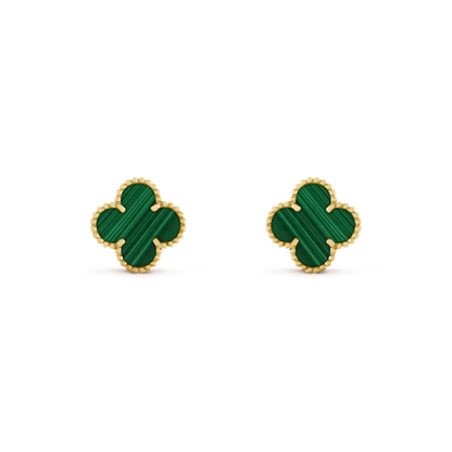[Mystic]CLOVER MEDIUM 1 MOTIFS MALACHITE  EARRINGS
