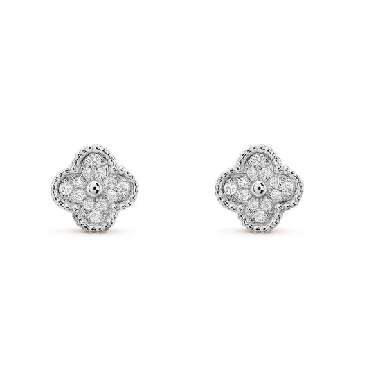 [Mystic]CLOVER MINI DIAMOND STUD EARRINGS