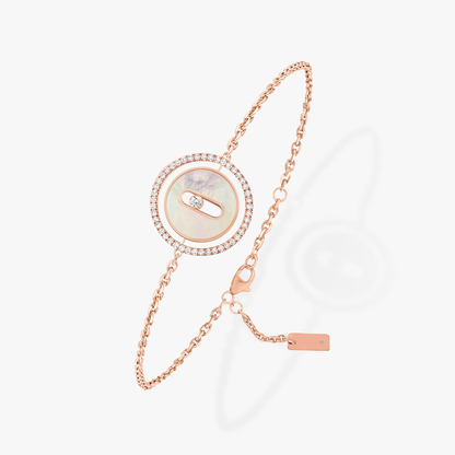 [Mysitc]  MOVE WHITE MOTHER OF PEARL PINK GOLD DIAMOND BRACELET
