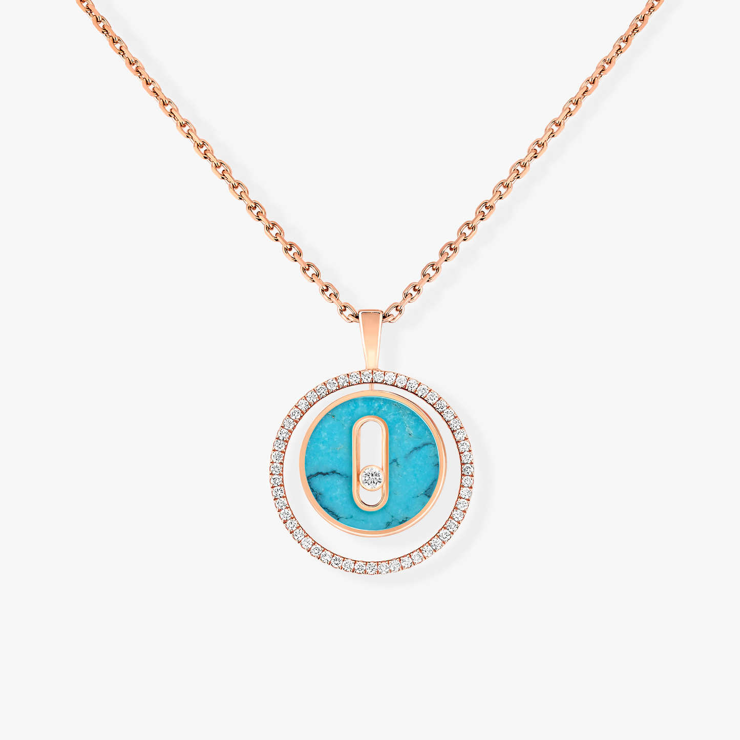 [Mysitc]  MOVE 1 DIAMOND TURQUOISE PINK GOLD DIAMOND NECKLACE