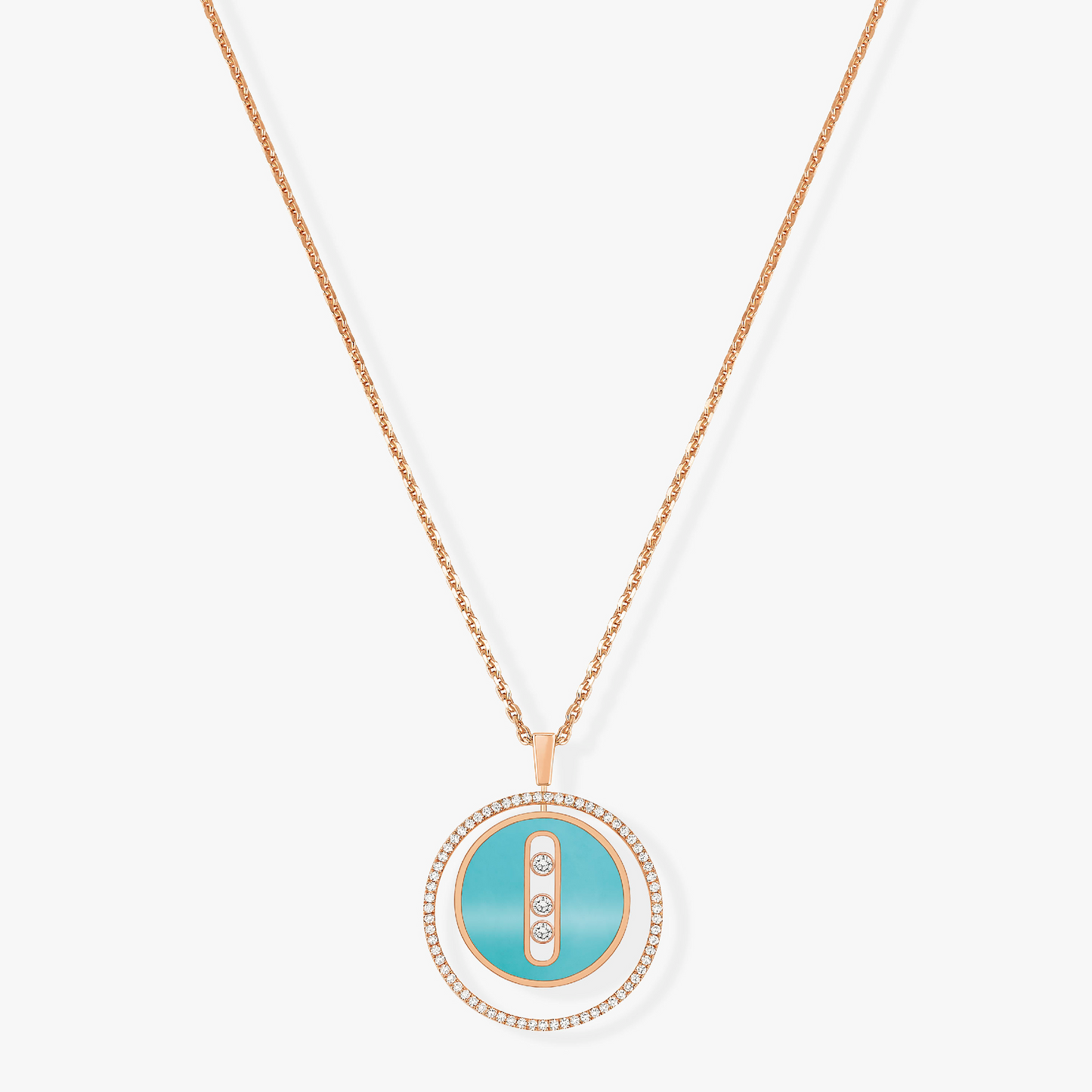 [Mysitc]  MOVE 3 DIAMONDS TURQUOISE PINK GOLD DIAMOND NECKLACE