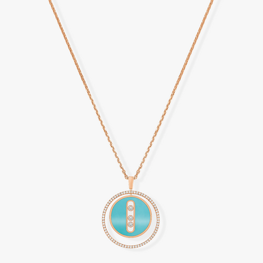 [Mysitc]  MOVE 3 DIAMONDS TURQUOISE PINK GOLD DIAMOND NECKLACE