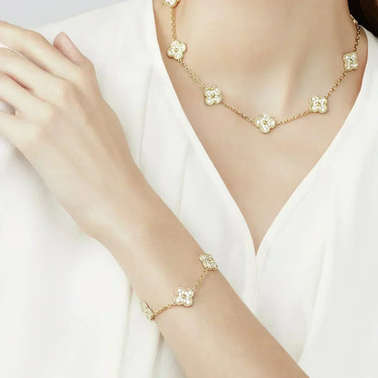 [Mystic]CLOVER 5 MOTIFS  FULL DIAMOND BRACELET