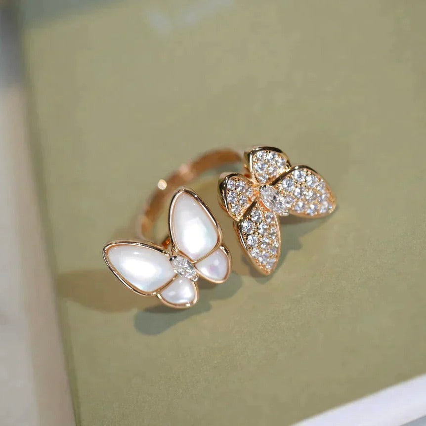[Mystic]TWIN BUTTERFLY DIAMOND MOP RING