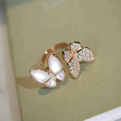[Mystic]TWIN BUTTERFLY DIAMOND MOP RING