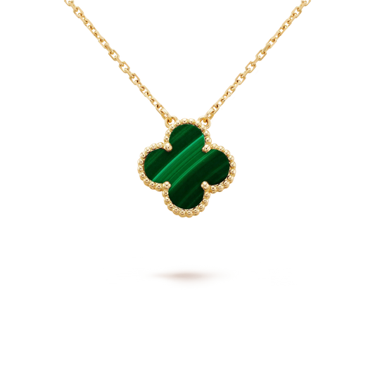 [Mystic Crown]CLOVER 15MM MALACHITE SINGLE FLOWER  NECKLACE
